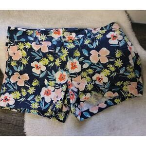 Gap Chino Shorts Floral Womens Size 6 Casual Blue Stretch Pockets